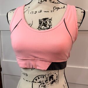 Bally Total Fitness Women's Sports Bra L Coral Pink Racerback Activewear